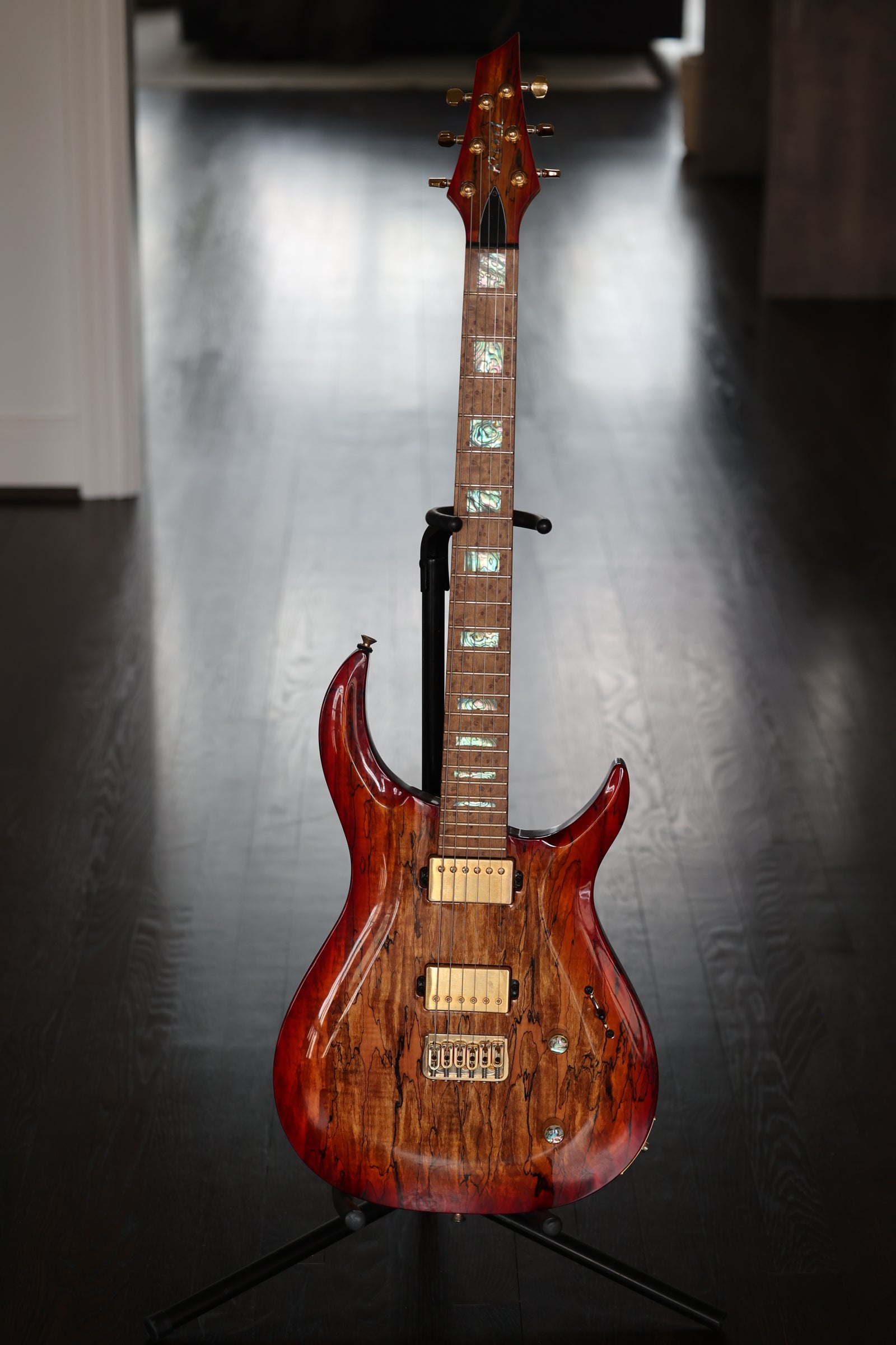 Custom Kiesel C6H Crescent – Spalted Maple Top, Abalone Inlays, Gold Hardware (2021)